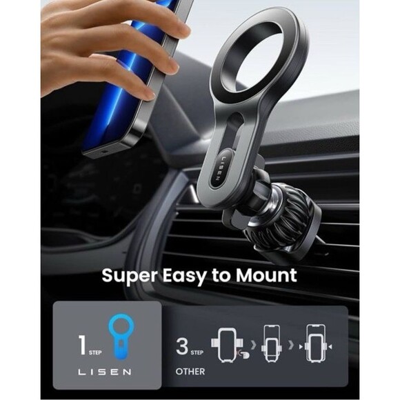 LISEN  Magnetic Pro Car Mount for iPhone Black  Model H739 New Open Box - Picture 7 of 12